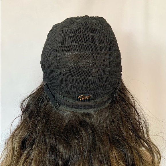 Effortless Style 22” Ombre Golden Brown/Black Synthetic Wig with Bangs - Picture 9 of 10